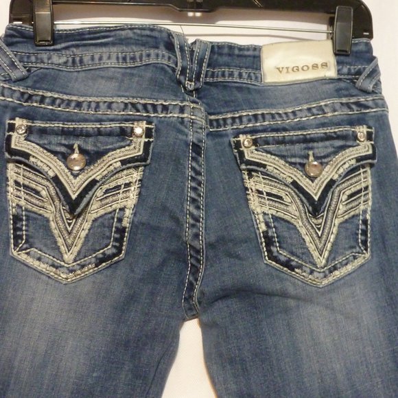 Vigoss Denim - VIGOSS  NY Distressed Stretch Denim Boot Cut Jeans